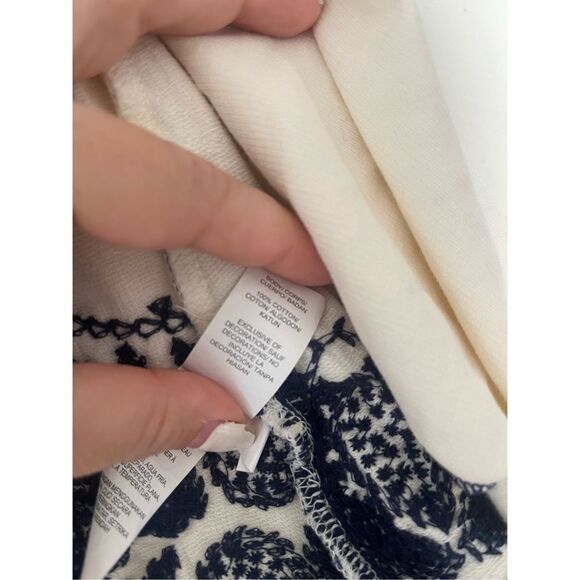 Lucky Brand Open Front Cardigan 100% Cotton Blue White Floral Waterfall  Small - Picture 3 of 6